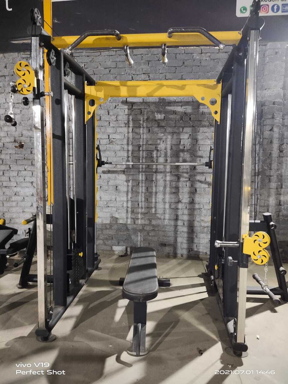 Functional Trainer With Smith Machine - Mild Steel, 55x87x93 Inch, Plate Load Resistance | Adjustable, Durable Design, Advanced Double Effect Welding Technology, Supports Up To 500 Kgs Load