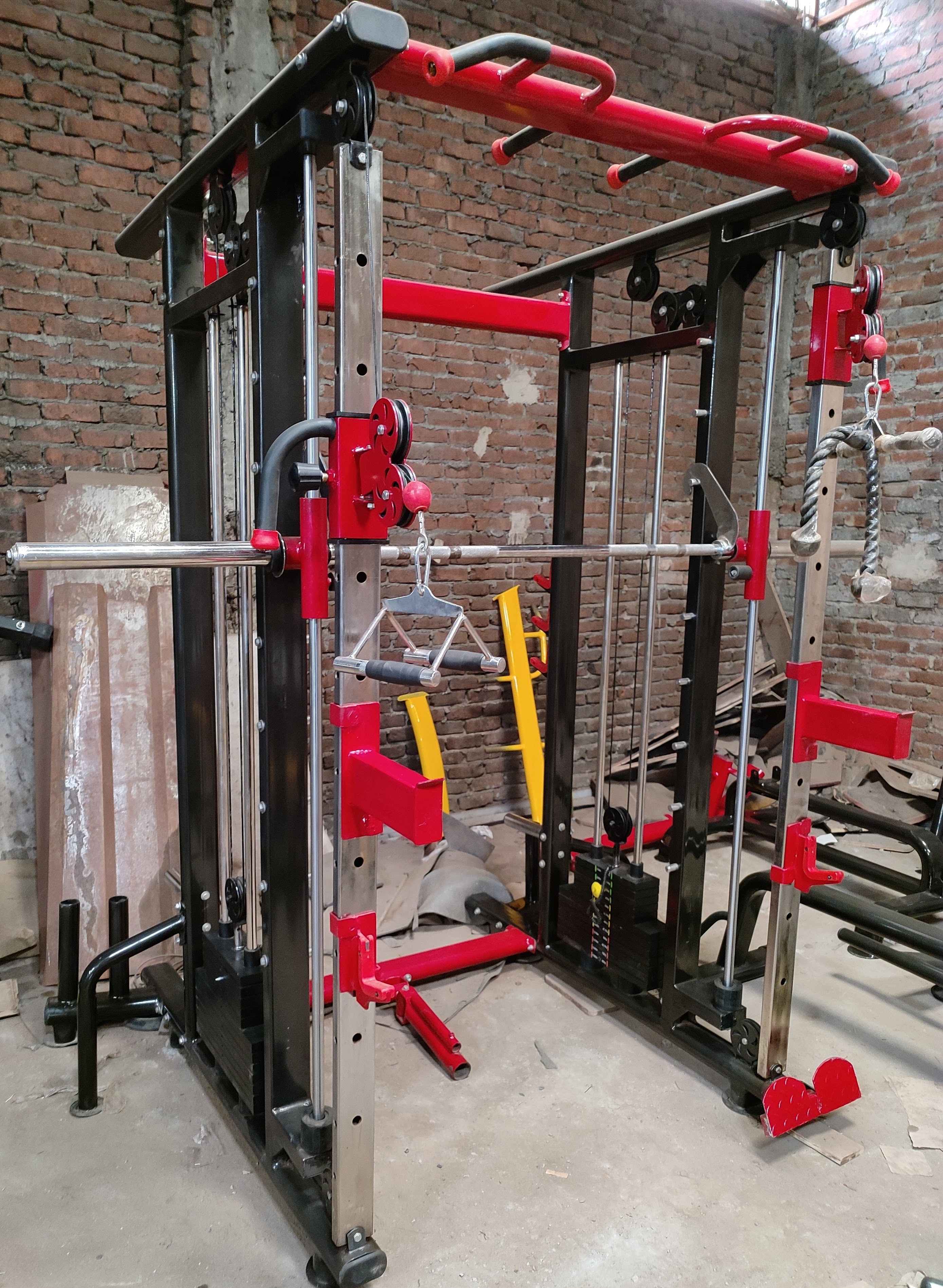 Functional Trainer With Smith Machine - Mild Steel, 55x87x93 Inch, Plate Load Resistance | Adjustable, Durable Design, Advanced Double Effect Welding Technology, Supports Up To 500 Kgs Load