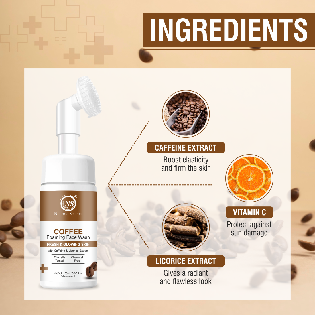 Nuerma Science Coffee Foaming Face Wash With Vitamin C (150 Ml)