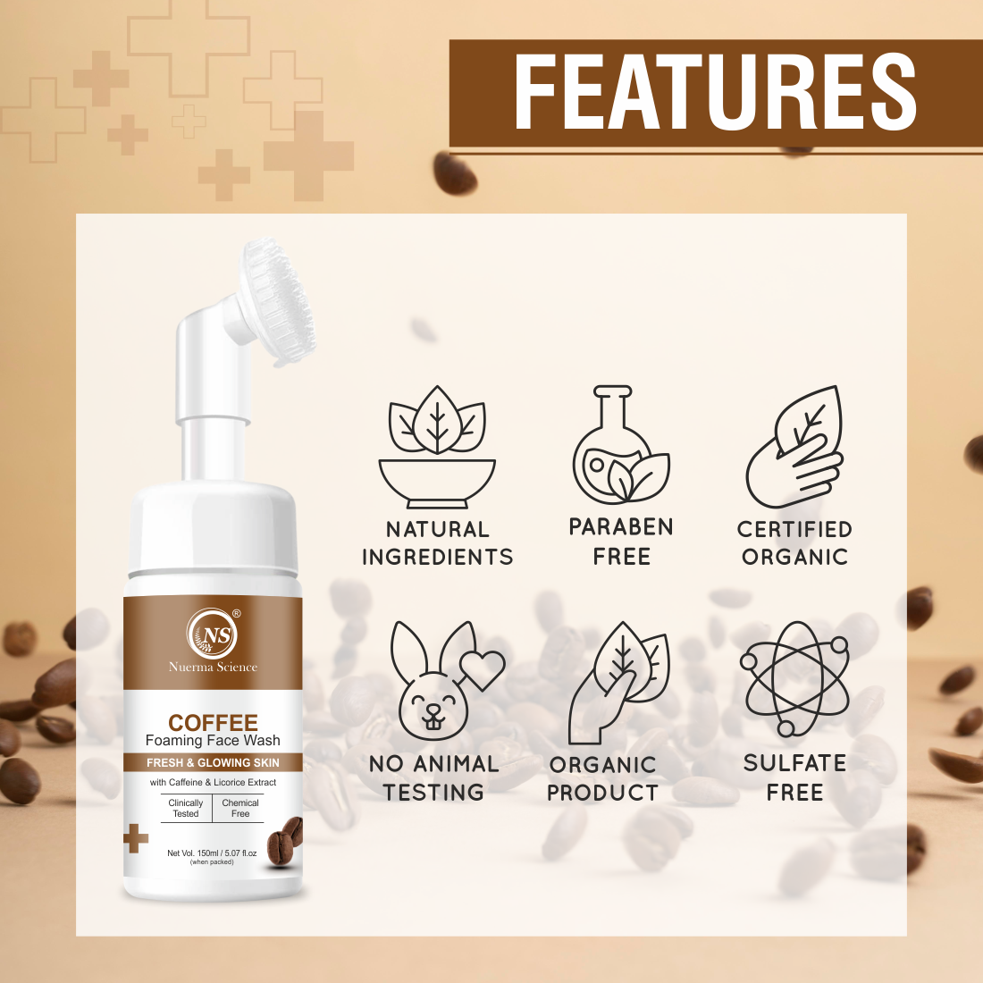 Nuerma Science Coffee Foaming Face Wash With Vitamin C (150 Ml)