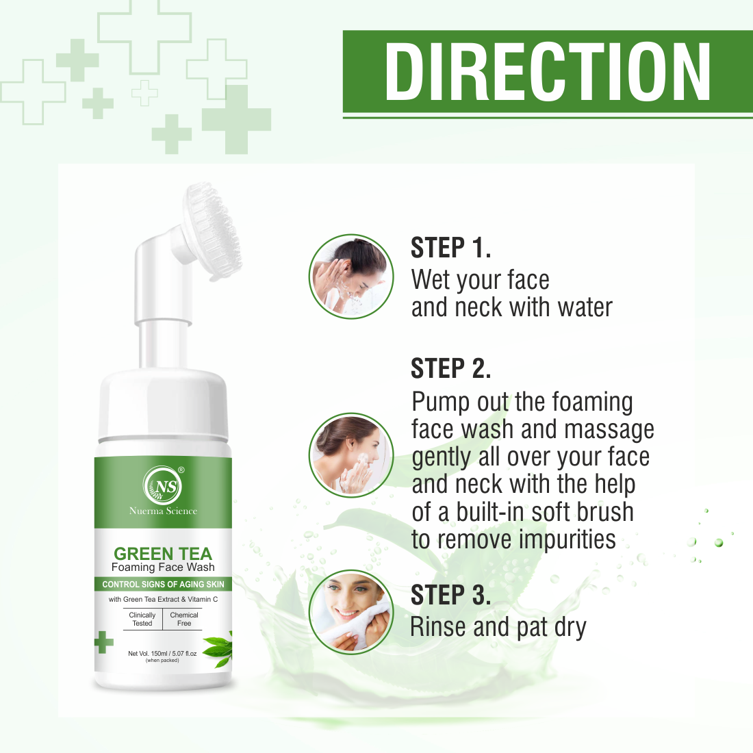 Nuerma Science Green Tea Foaming Face Wash With Vitamin C (150 Ml)
