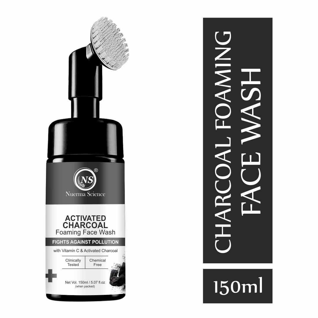 Nuerma Science Activated Charcoal Facewash With Vitamin C For Detoxification Of Skin & (150 Ml) - Age Group: Adult