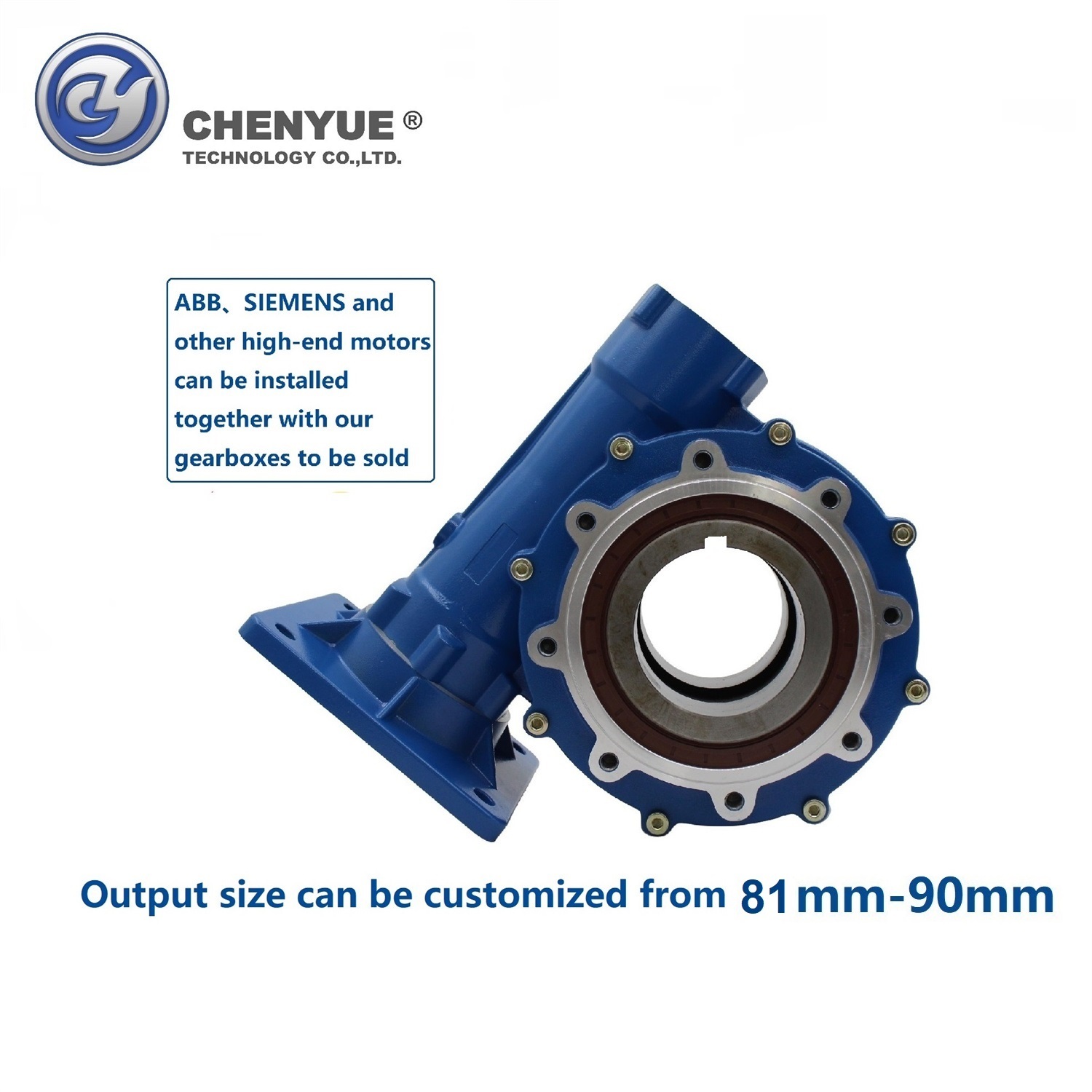 Blue Chenyue High Torque Worm Gear Reducer Cywf 90 Input 35 Mm Output Hole 90mm Speed Ratio From 5:1 To 100:1 Cnc Gearbox Free Maintenance