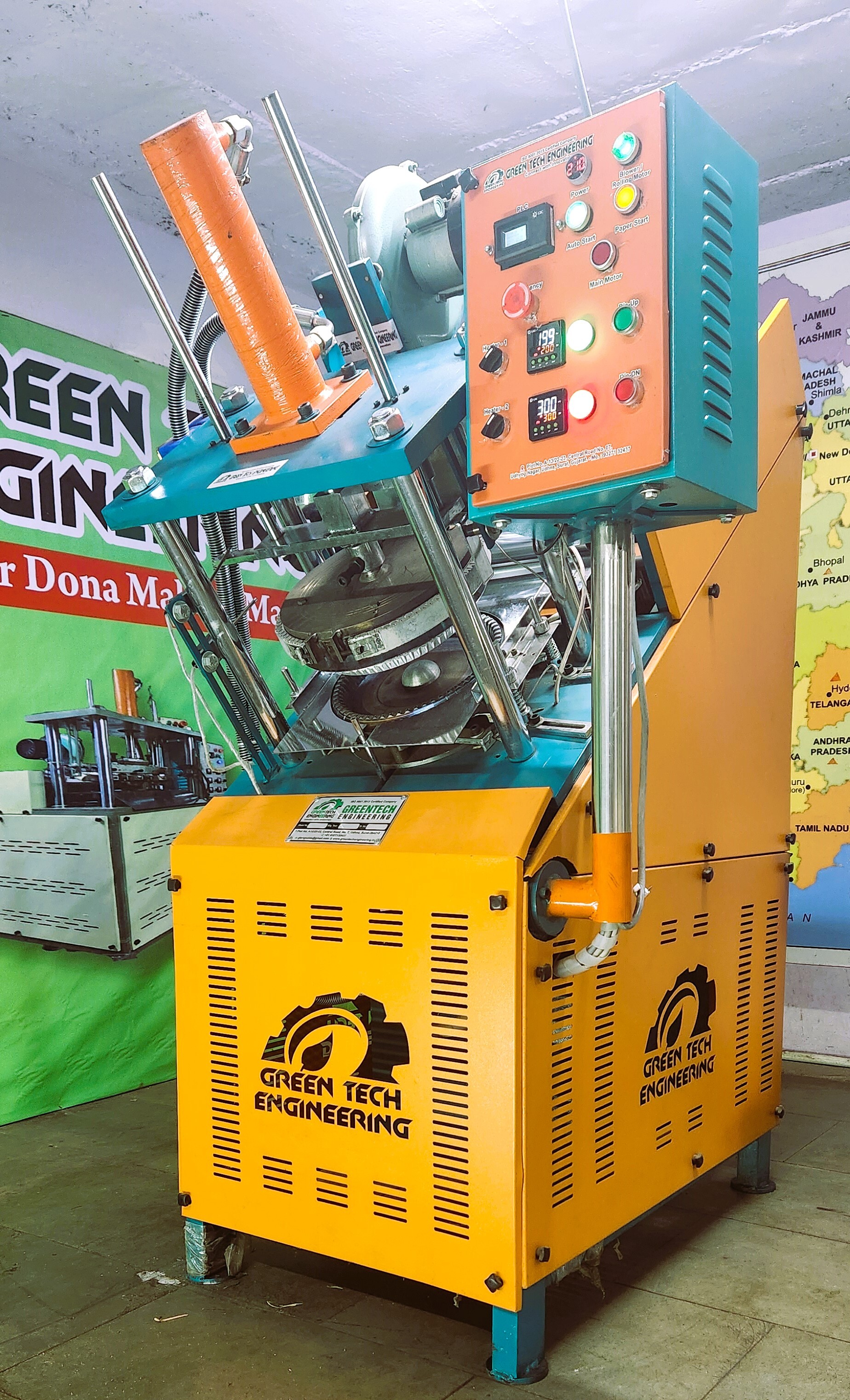 Automatic Buffet Plate Making Machine - 220v, 350kg Weight, Green Color | Plc Control, Non-computerized Paper Cutting Mechanism