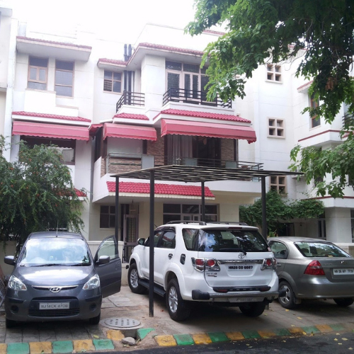 Residential FRP Car Parking Sheet - FRP Material, White Color | Pole-Fitted Connection, Long Life Span, Easy to Clean and Maintain