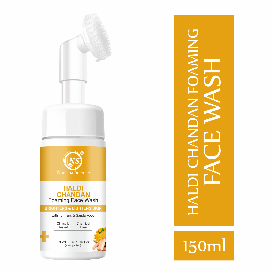 Nuerma Science Haldi Chandan Foaming Face Wash With Vitamin C For Skin Brightening (150 Ml)