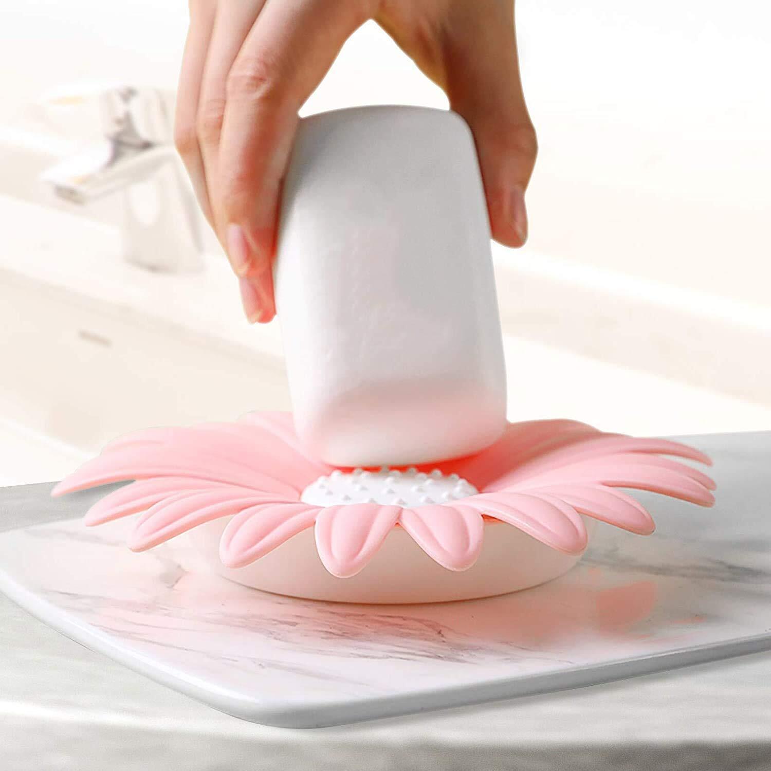 Set Of 3 Flower Soap Dish - Color: White