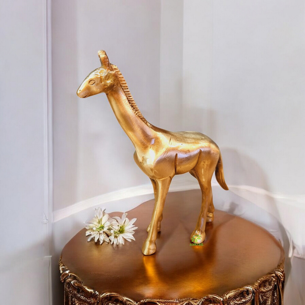 Brass Giraffe Statue Decorative Figurine Home Interior Decor Item Handcraft Table Decor Item In Antique Finish- A Handmade Vintage Warming Gift Option - Color: Yellow