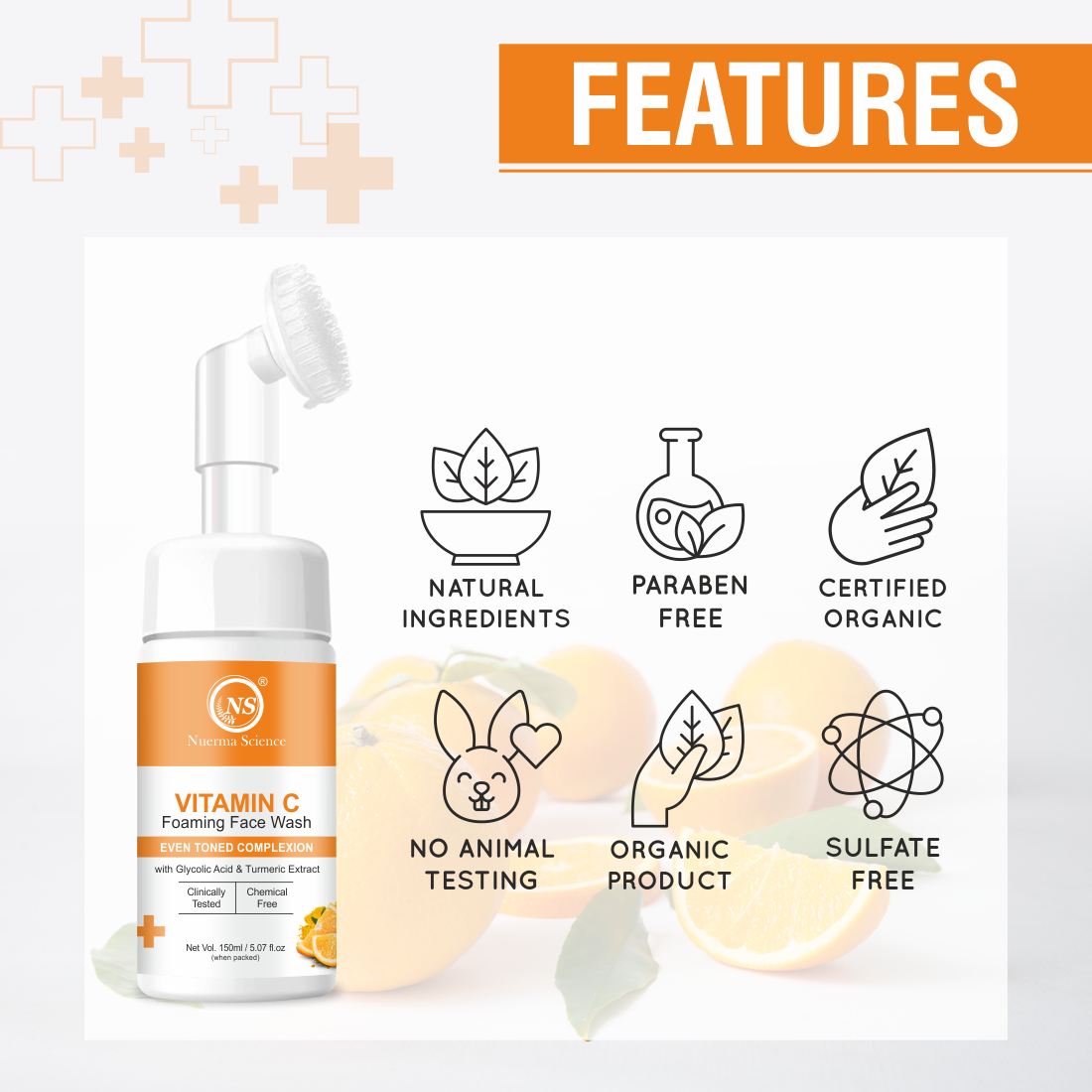 Nuerma Science Vitamin C Facewash With Glycolic Acid & Turmeric For Even Toned Complexion(150ml)