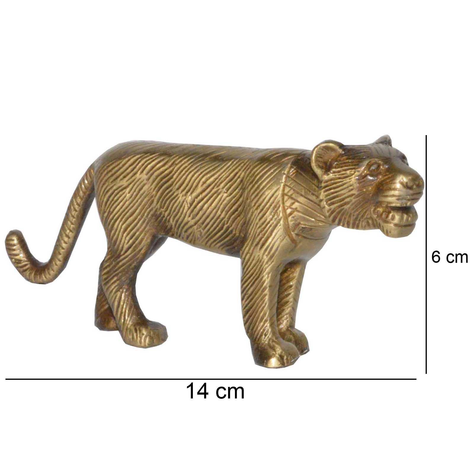Pair Of Tiger Statue Of Brass Metal Handmade Animal Figurine Decorative Indian Bronze Look Sculpture With Antique Finish Showpiece Gift Item