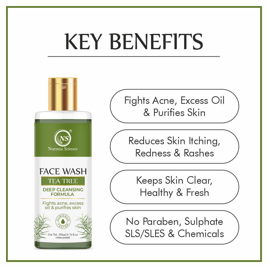 Nuerma Science Tea Tree Face Wash For Acne & Pimples Control 200ml