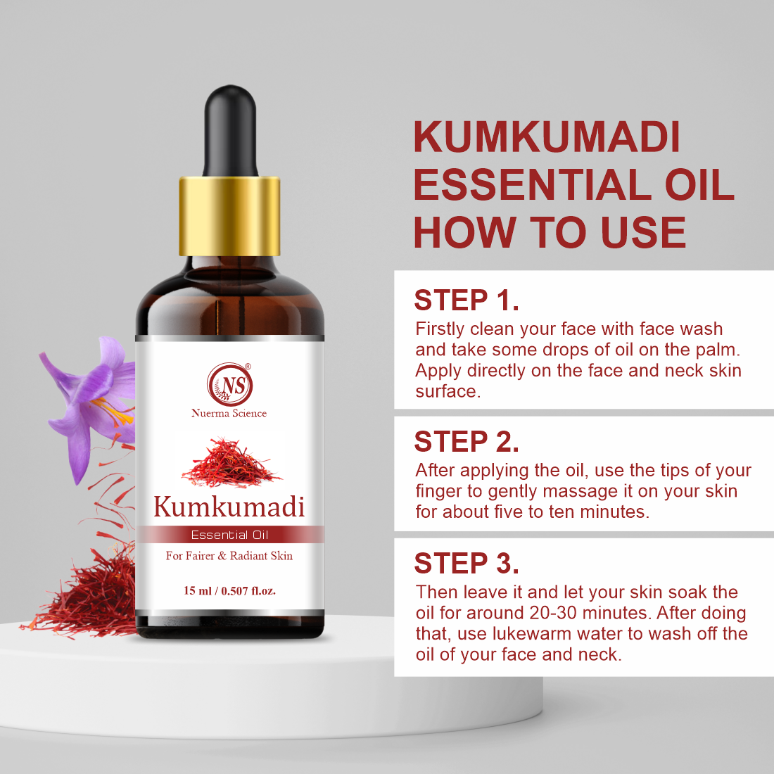 Nuerma Science 100% Pure Organic Kumkumadi Essential Oil (15 Ml) - Age Group: Adults