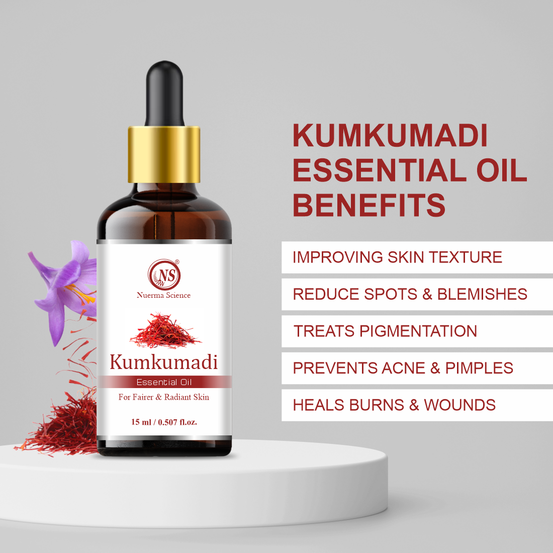 Nuerma Science 100% Pure Organic Kumkumadi Essential Oil (15 Ml) - Age Group: Adults