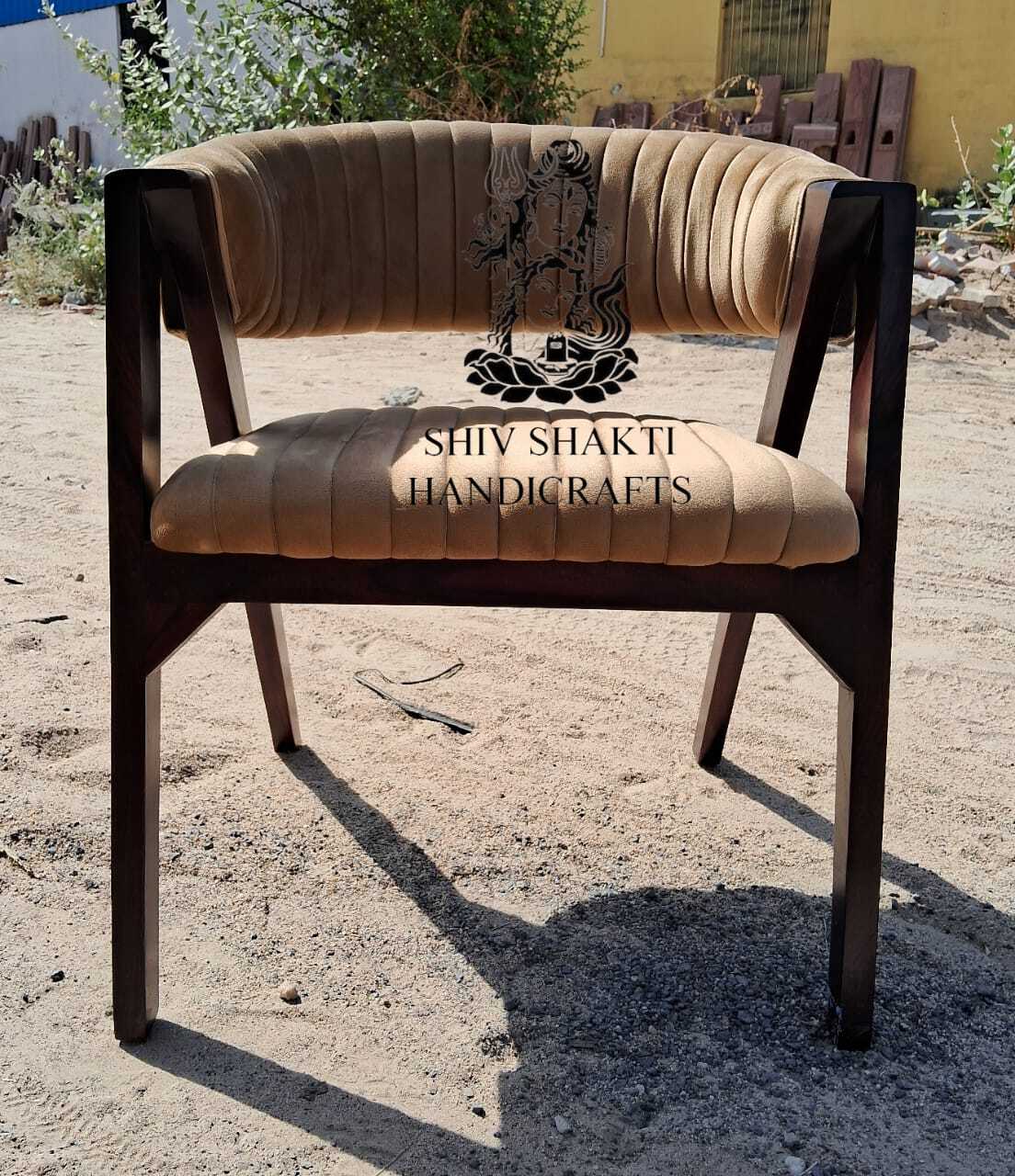 Wooden Chair - Sheesham Wood, 21x22x30 Inches, Brown Color, Upholstered Velvet | Eco-friendly, Water Resistant, Durable, Scratch Resistant, Easy To Clean, Stackable, Handmade Design