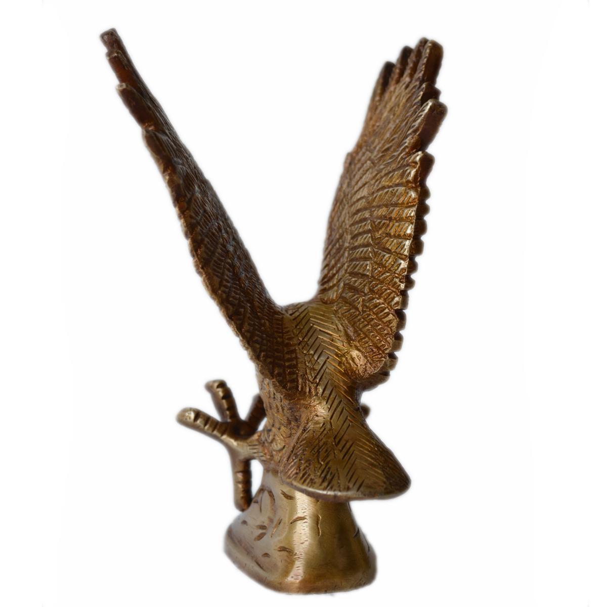 Eagle Made Of Brass In Antique Finish With Wings Opened Table Home Decoration Figurine Animal Figure Gifting Item - Color: Brown
