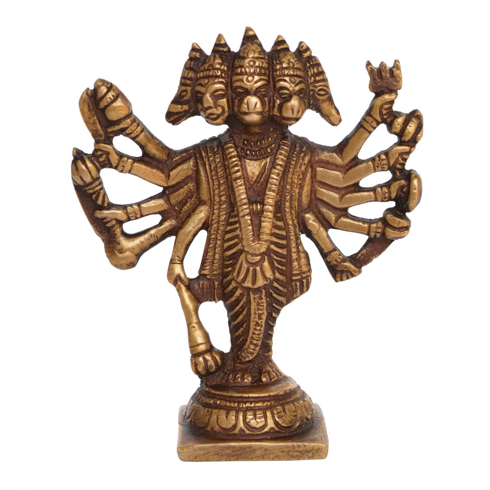 Panch Mukhi Standing Brass Made Lord Hanuman Statue For Temple/gift
