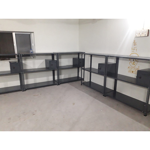 Industrial Slotted Angle Rack - High-Quality Steel, Custom Size Options, Sleek Black Finish | Versatile Storage Solution for Industrial Use