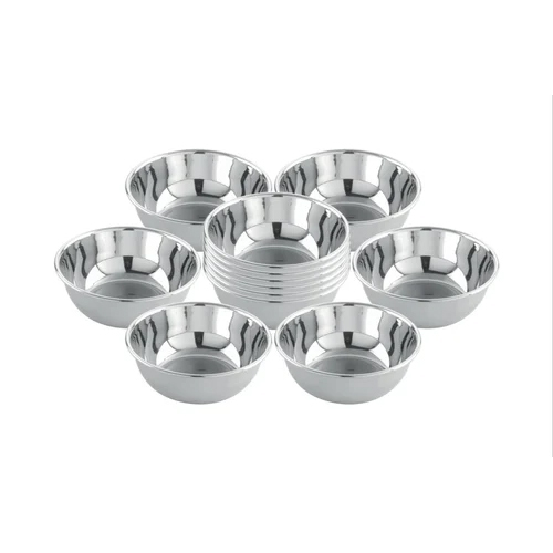 Stainless Steel Round Serving Bowl - Polished Silver Finish, Elegant Design for Salads and Main Dishes