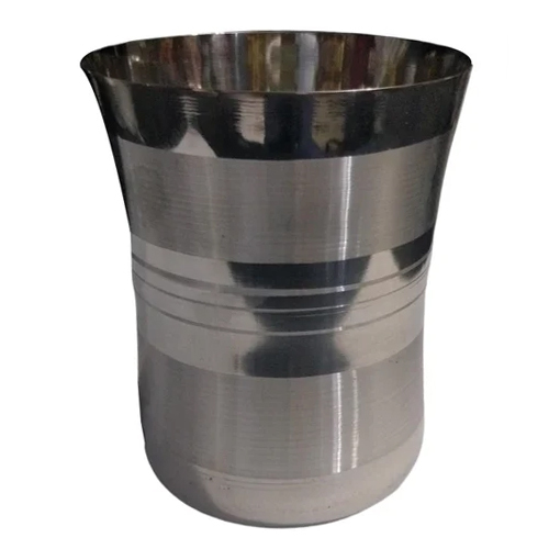 Stainless Steel Damru Drinking Glass - Polished Finish, Silver Color | Ideal for Domestic Use, Durable and Elegant Design