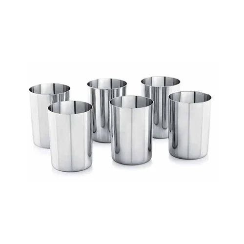 Stainless Steel Plain Water Glass - Silver Glossy Finish | Durable Domestic Use, Sleek Design for Effortless Elegance in Everyday Hydration
