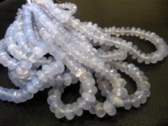Natural Chalcedony Lavender Rondelle Faceted 8mm Beads Strand 8 Inches Long - Material: Stone