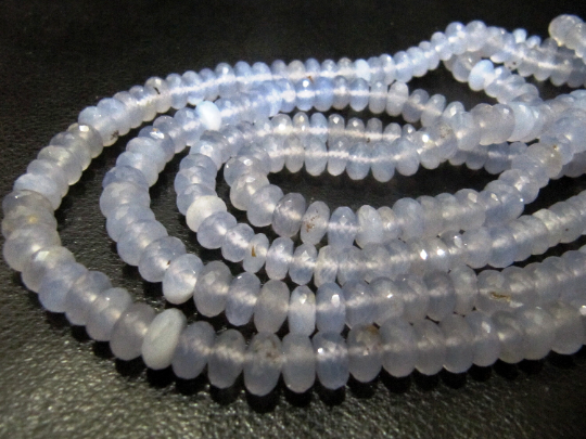 Natural Chalcedony Lavender Rondelle Faceted 8mm Beads Strand 8 Inches Long - Material: Stone