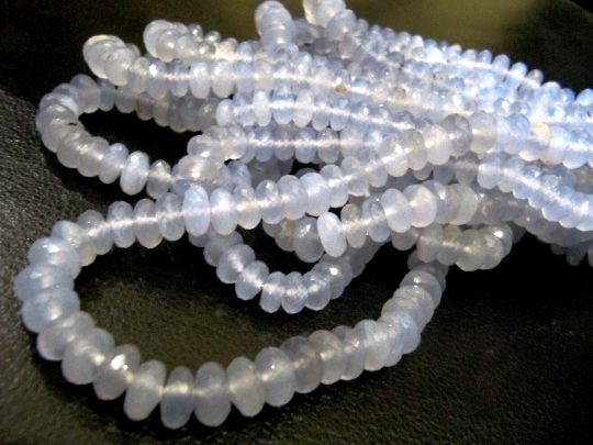 Natural Chalcedony Lavender Rondelle Faceted 8mm Beads Strand 8 Inches Long - Material: Stone