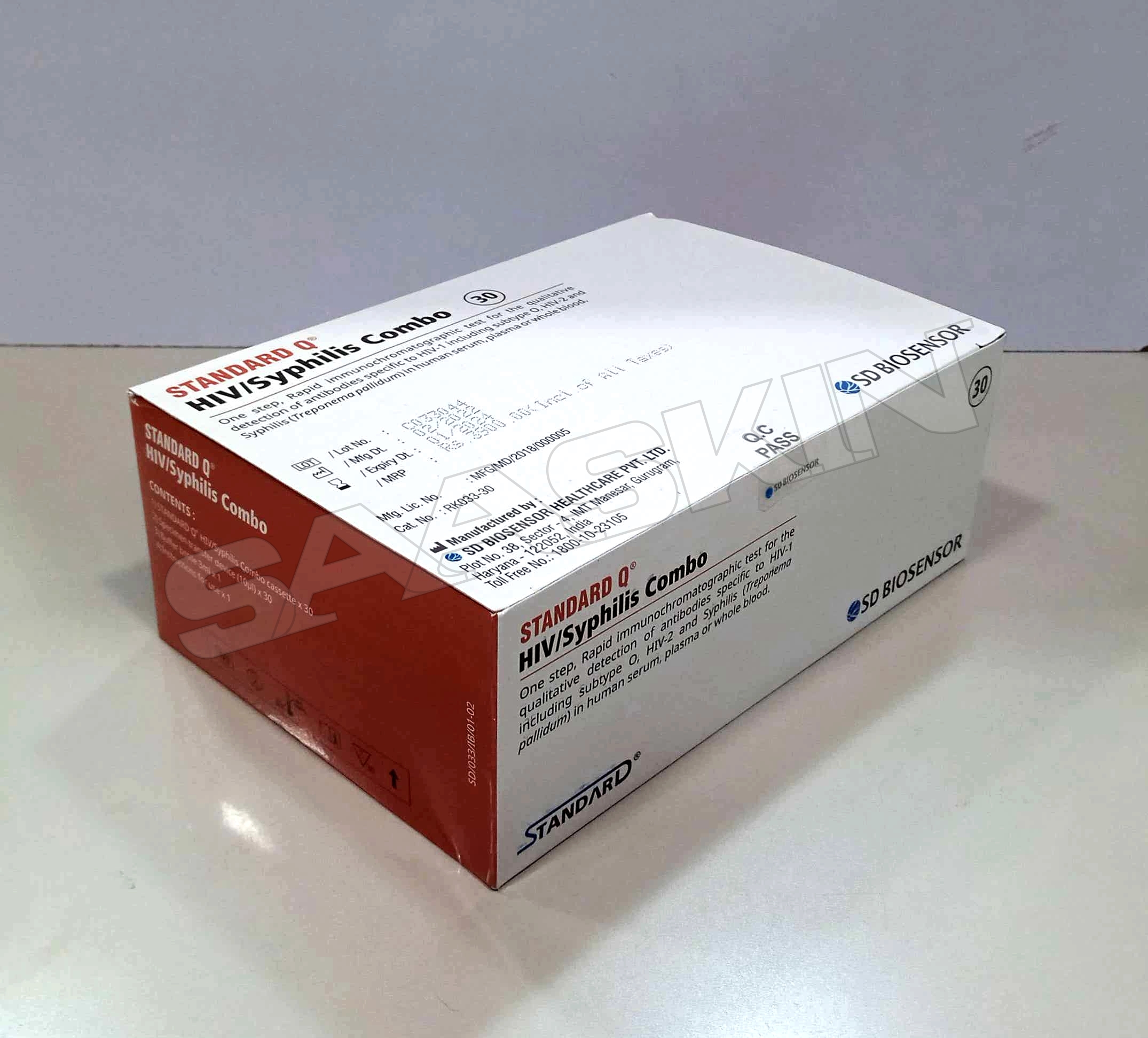 Sd Biosensor Standard Q Hiv/syphilis Combo - 30 Tests, Serum/plasma/whole Blood, In Vitro Diagnostic Use, Rapid Immunochromatographic Test