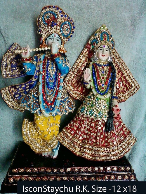 Radha Krishna Wall Panel - Poly Resin, 12x18 Inches , Multicolor - Religious Theme Decor