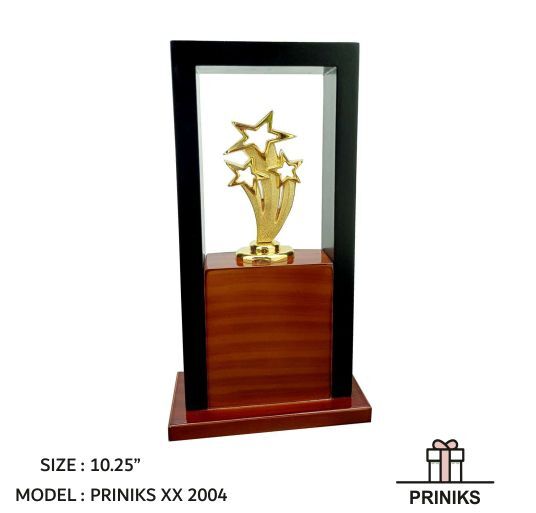 Corporate Awards - Crystal And Metal, 13" Height, Black Base, Gold Color | Elegant Design, High Quality, Customizable, Prestigious Award Recognition