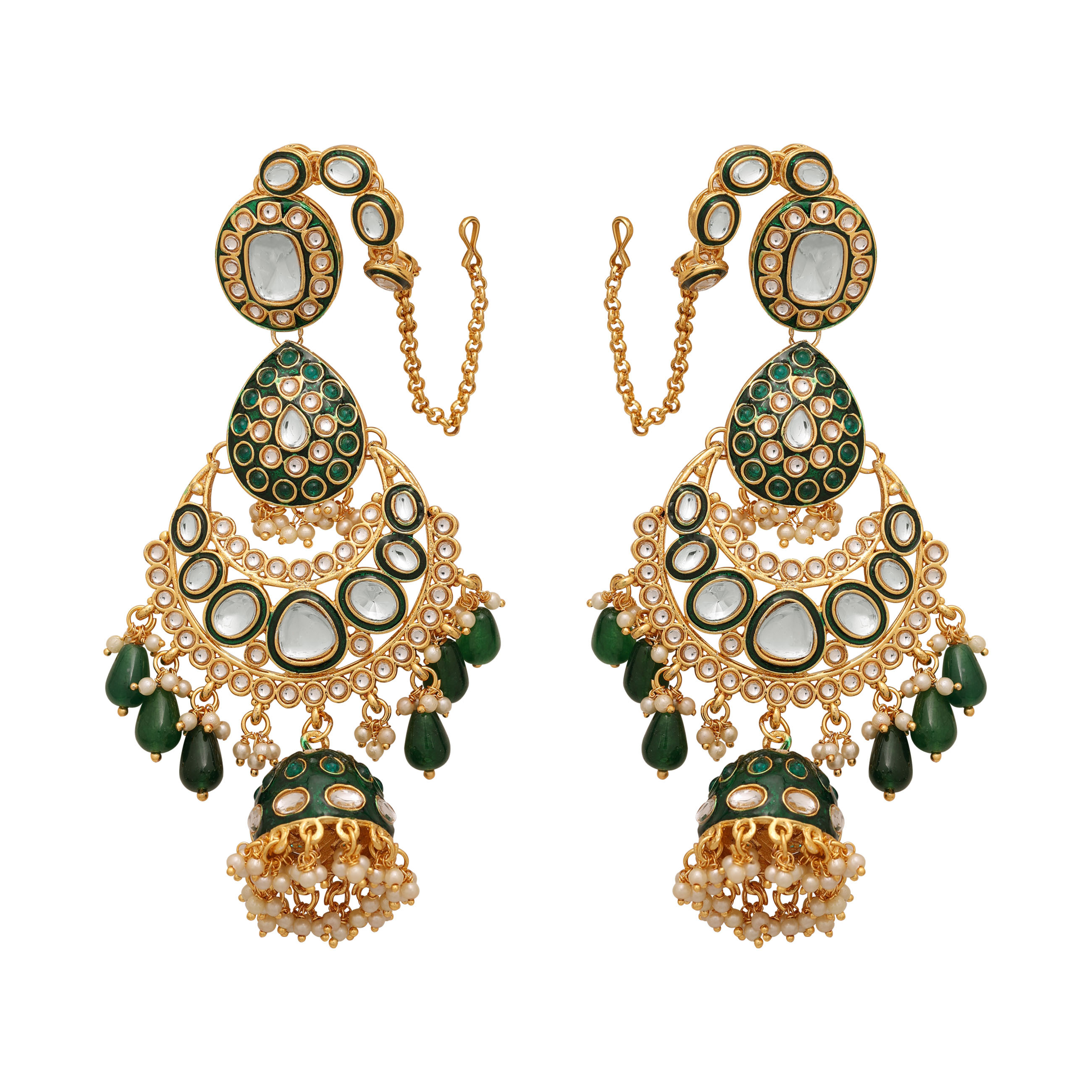 Gold Plated Jodha Akbar Indian Style Kundan & Meena Work Beads Splendor Bridal Choker Set