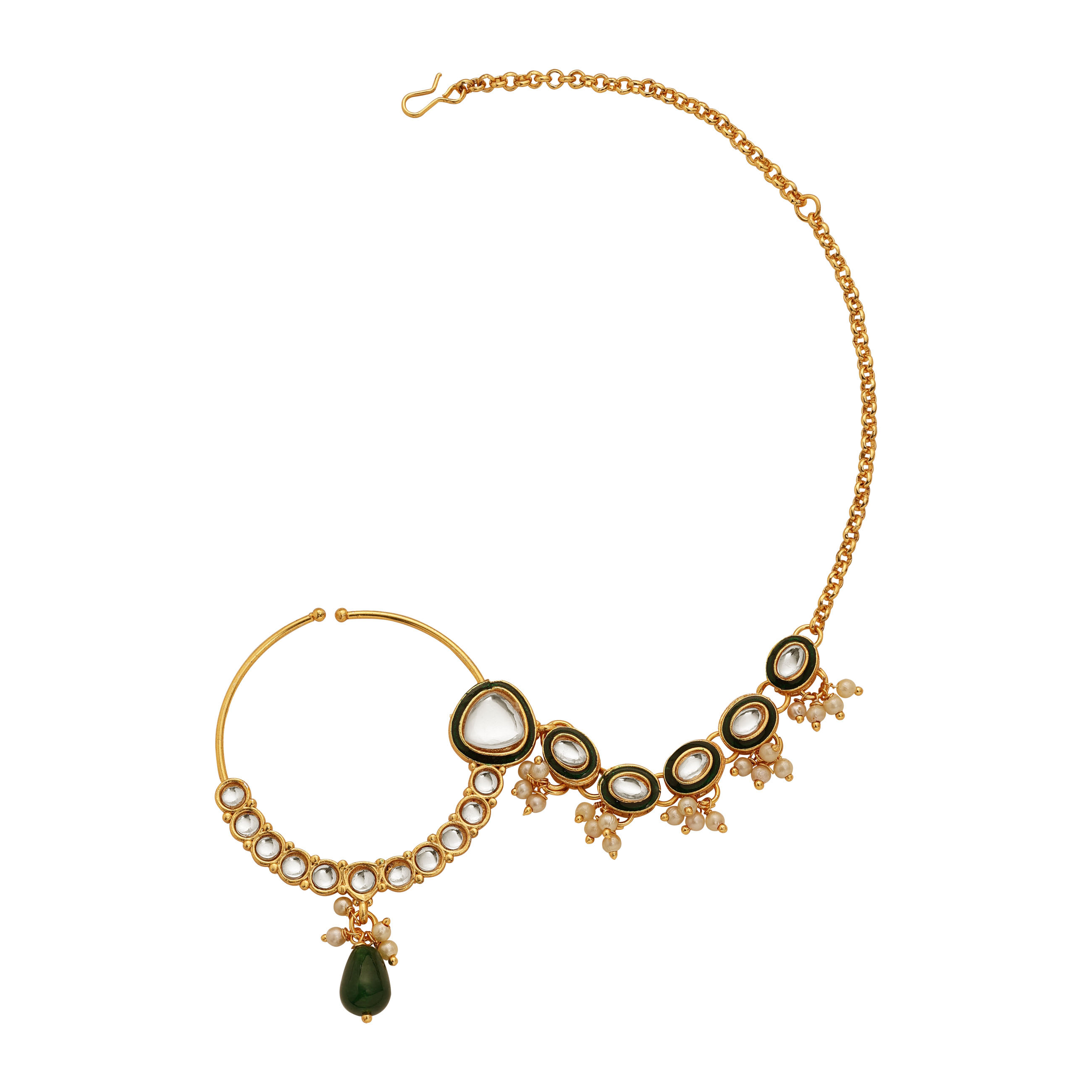 Gold Plated Jodha Akbar Indian Style Kundan & Meena Work Beads Splendor Bridal Choker Set