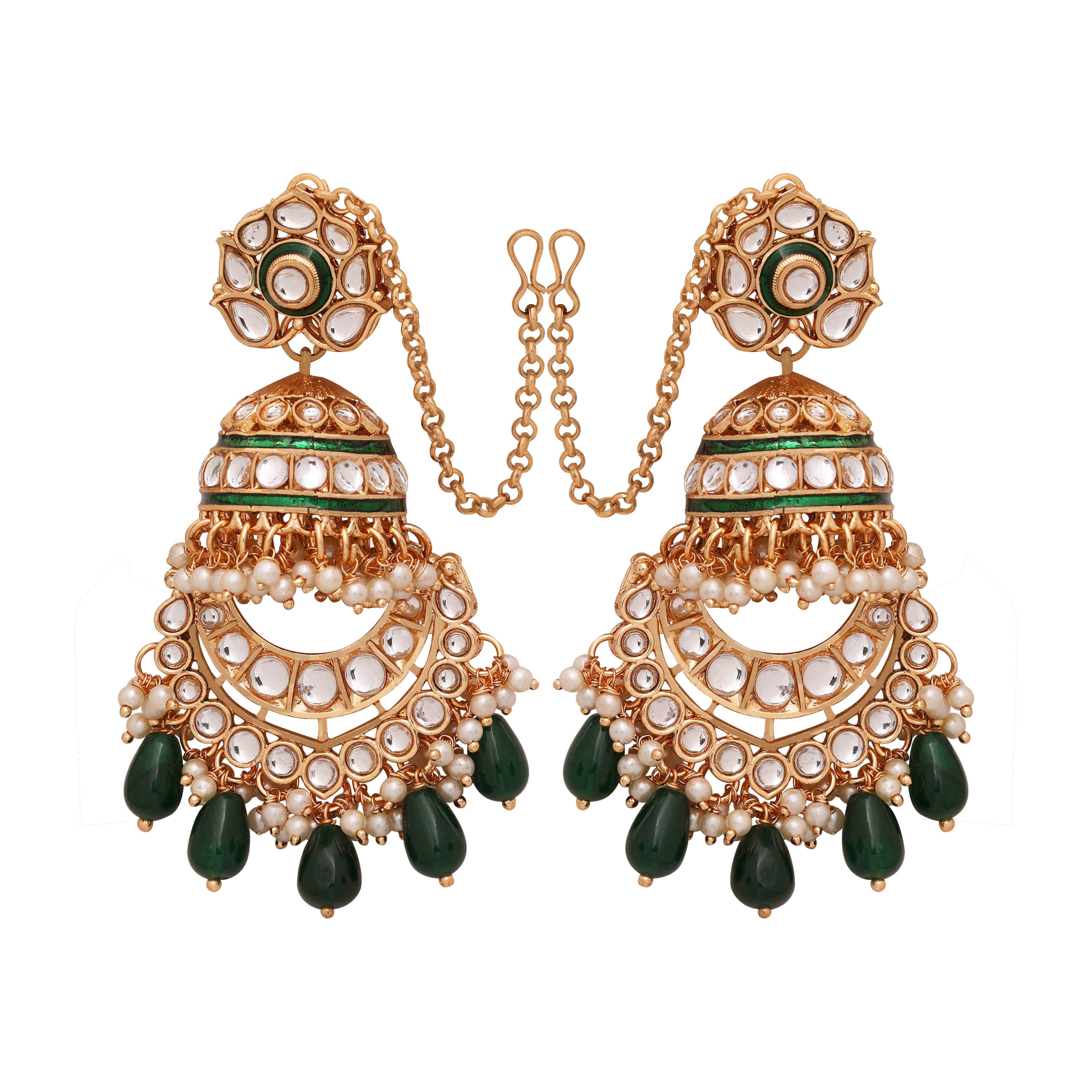 Leafy Elegance Gold Plated Dulhan Semi Bridal Choker Kundan Set