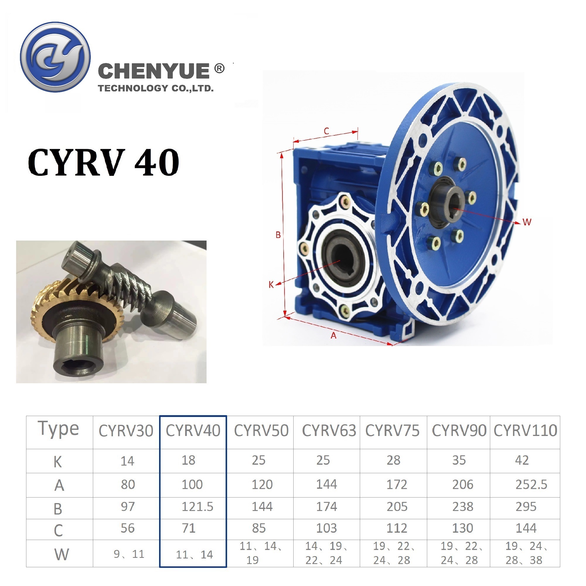 Chenyue Double-stage Worm Gearbox - Die-cast Aluminum Alloy, 53.5x49x63.5 Cm, Blue/green/gray | High Efficiency, Customizable Output Torque, Strong Self-locking Capability, Fully Sealed And Maintenance-free