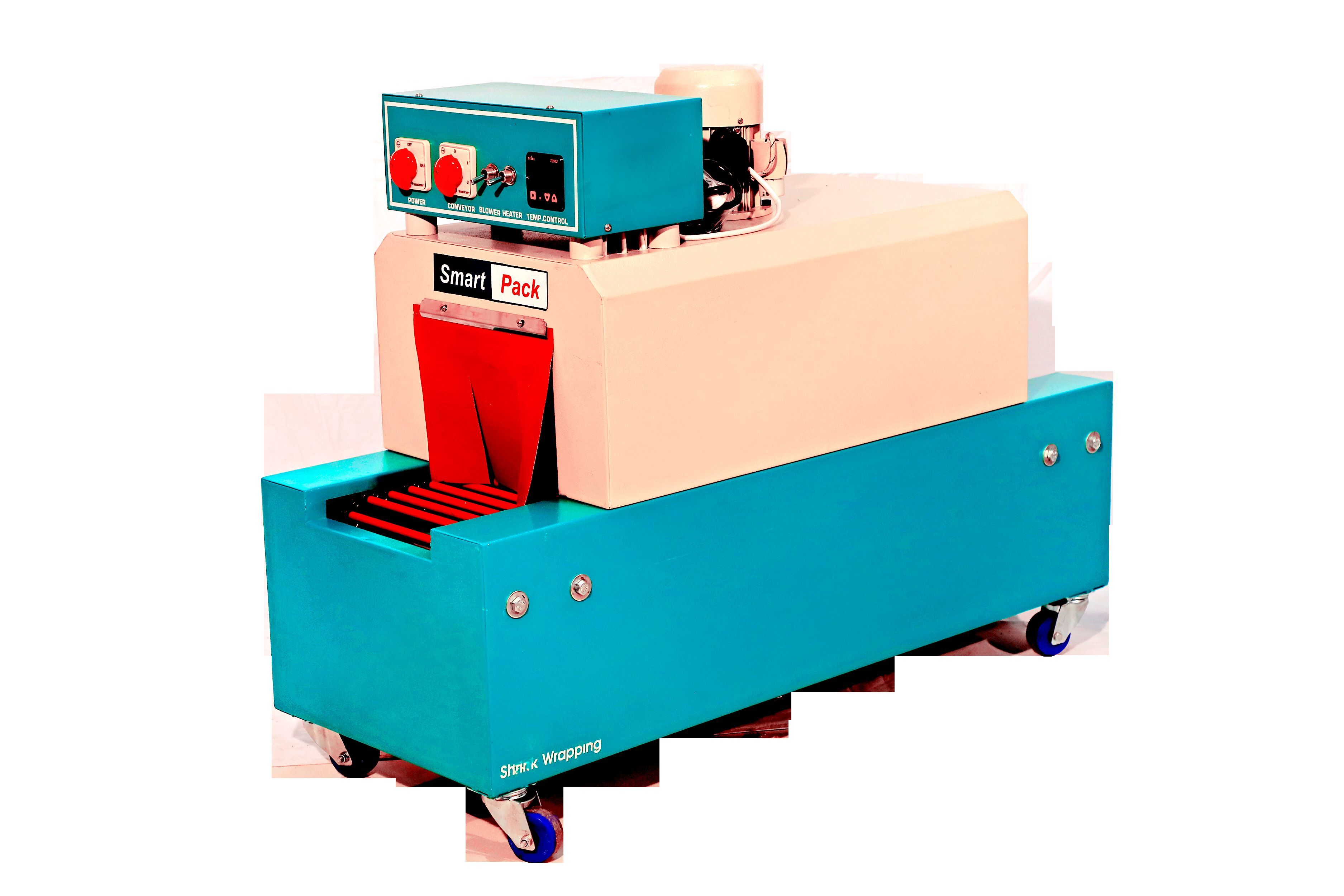 Mini Shrink Tunnel Machine - Ms & Ms Material, 700x440x410mm Dimensions, Blue Color | 0-8 Shrink Speed, Semi-automatic Operation, Frequency Speed Control, 1 Year Warranty