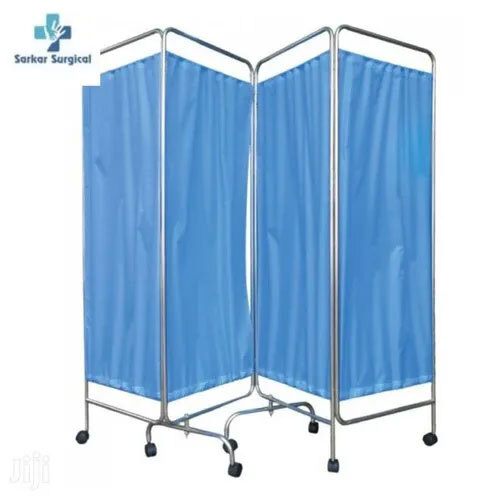 Powder Coated Hospital Three Fold Screen With Cloth