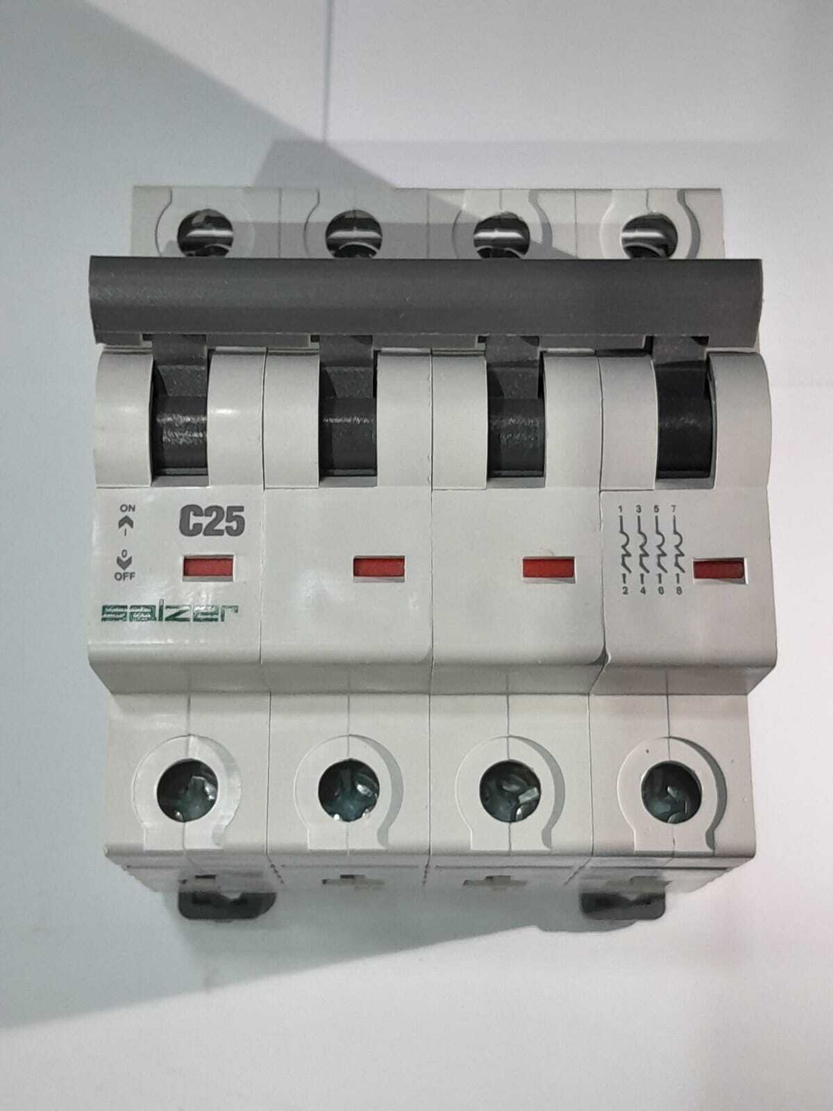 Mcb - 25a 4pole Mxfpc250 | Silver Graphite Contact Tips, High Short Circuit Breaking Capacity, Ip20 Protection, Flame Retardant Material, Thermal Overload & Magnetic Short Circuit Protection