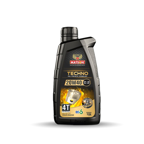20W40 Engine Oil - Mineral Oil, 1 Litre Bottle, Golden Yellow Color, Density 0.87 g/cm³, Low Ash Content, For Motorcycle 4T Engine Lubrication