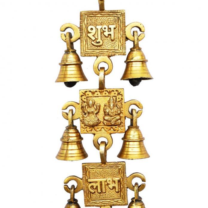 "Royal & Designer Laxmi Ganesha Brass Metal Hanging Bell With 7 Little Bells "