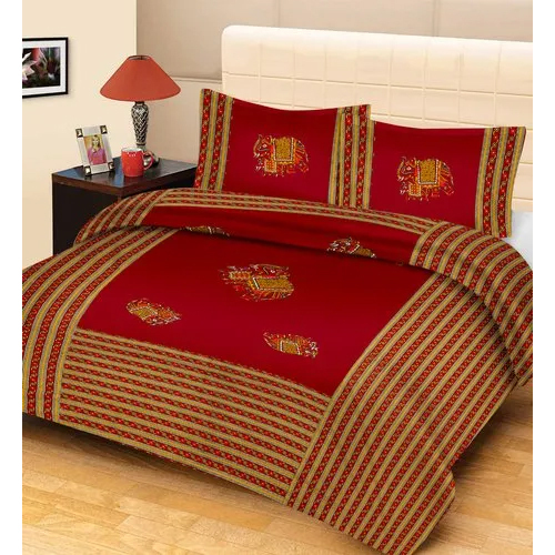 गजराज प्रिंट कॉटन डबल बेडशीट