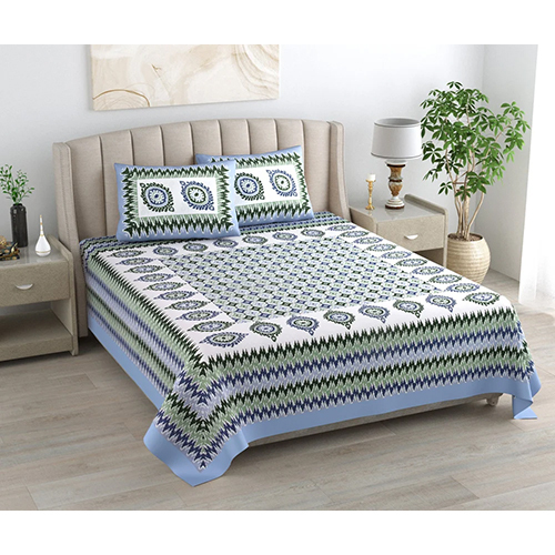 इक्कट कॉटन डबल बेड शीट