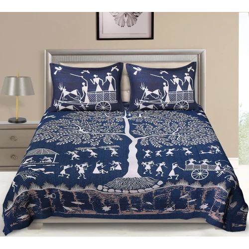 कॉटन ट्री प्रिंटेड डबल बेडशीट