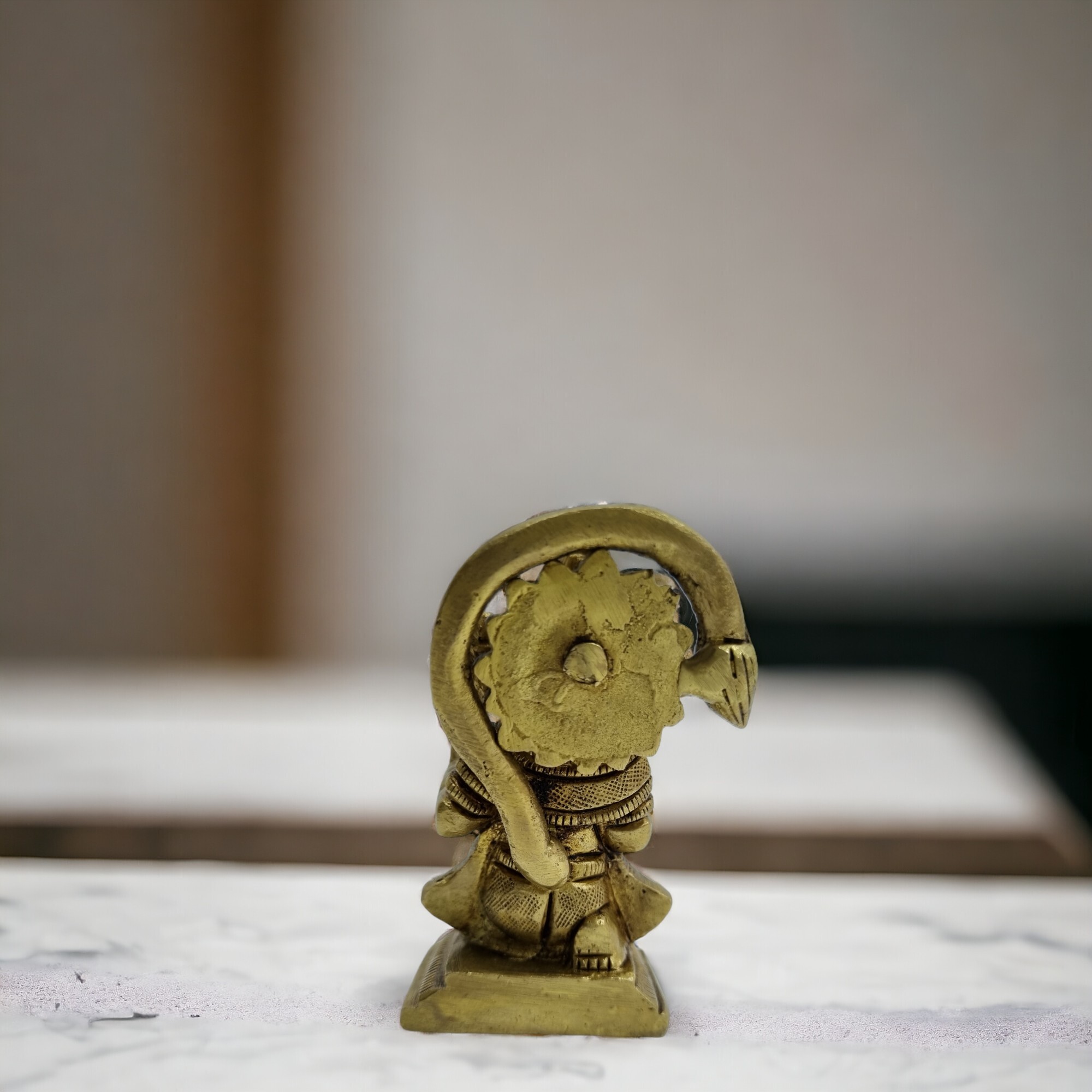 Brass Hanuman Sitting Religious Hindu Statue With Gada, Temple Decor Statue, Hindu God Figurine,
