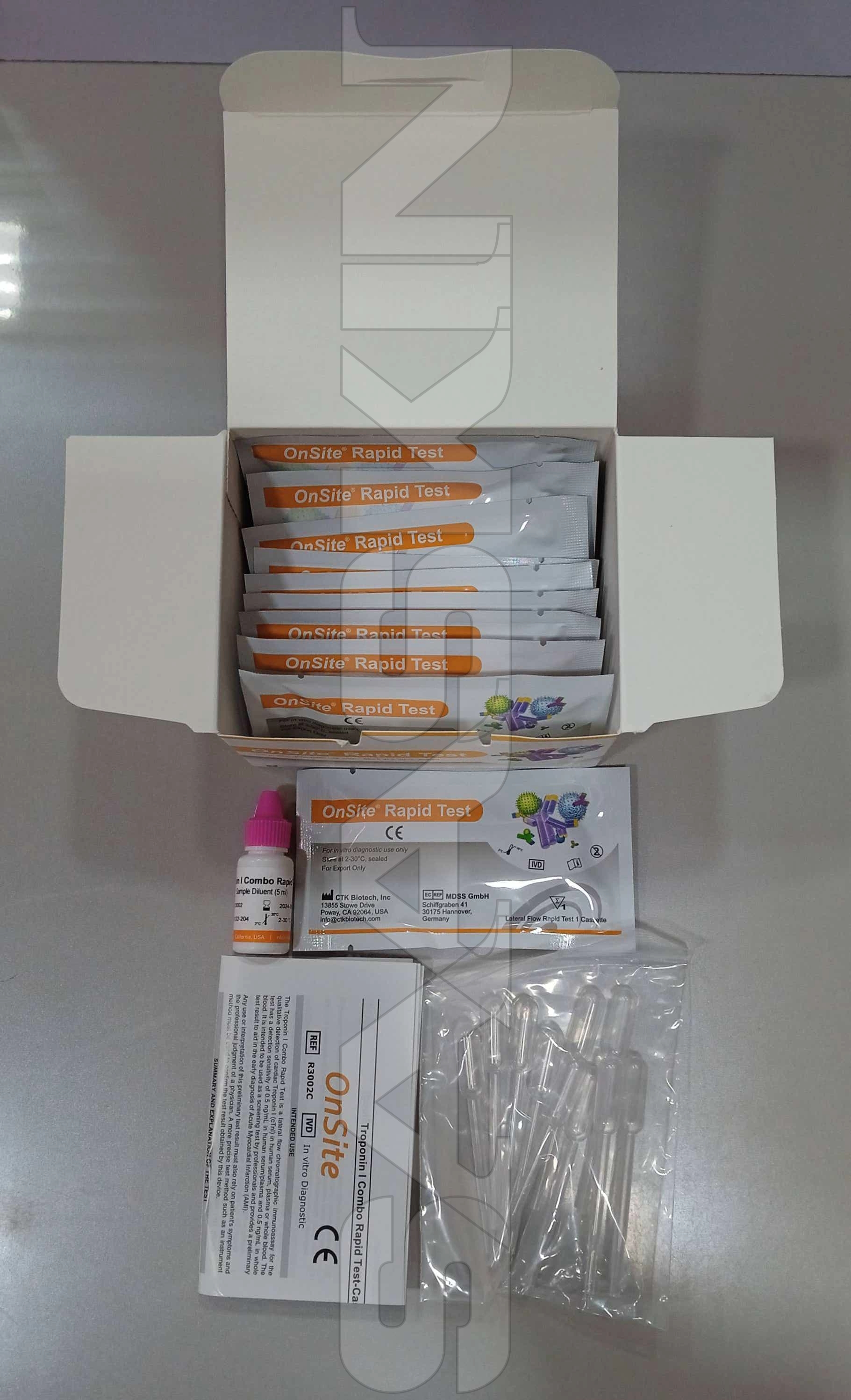 Ctk Biotech Onsite Troponin I Combo Rapid Test - Serum/plasma/whole Blood, 10 Tests, Rapid Lateral Flow Assay, Qualitative Detection Of Cardiac Troponin I