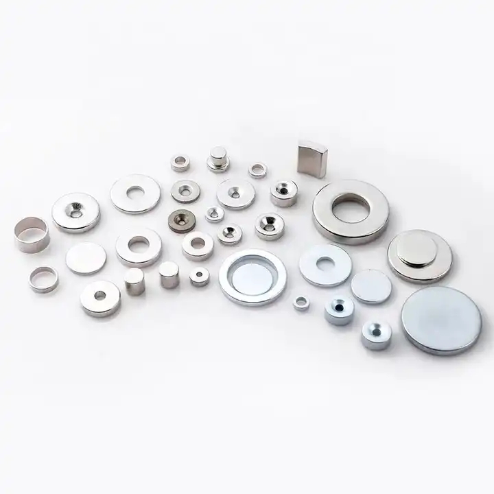 Sintered Ndfeb Magnet Disc With Contersunk Hole - Color: Silver/gold