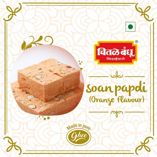200 G Orange Soan Papdi - 200 Grams, Unique Orange Flavor, Made from High-Quality Food-Grade Ingredients, Perfect for Celebrations