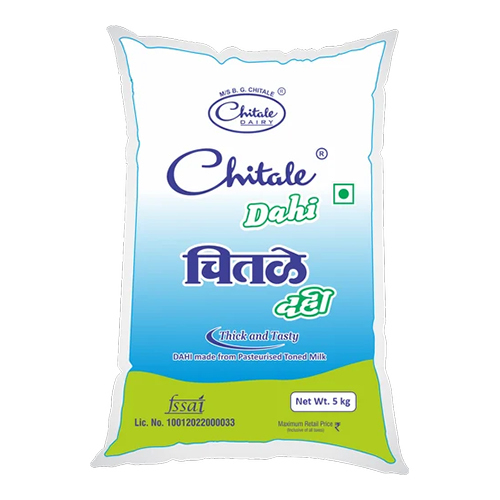 5 किलोग्राम दही पाश्चुरीकृत टोन्ड दूध के पाउच से बना है