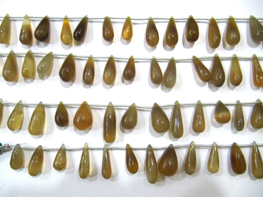 Natural Chalcedony Teardrop Shape Plain15 To 20mm Beads Strand 8 Inches Long