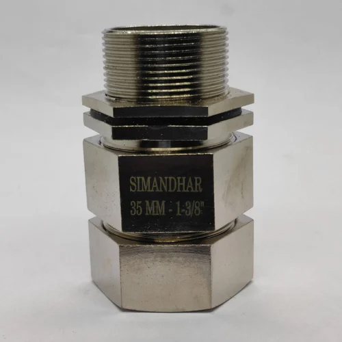 35mm Brass Double Compression Cable Gland - Brass Material, 35 Millimeter Dimensions | Industrial Application, Warranty Included