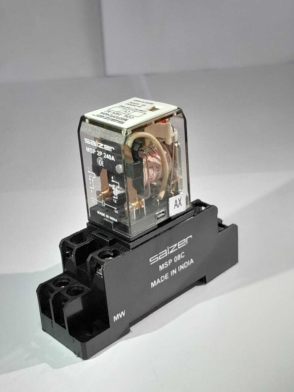 Salzer Glass Relay - 2 Pole, 240 Volt Ac | Compact Design, Fast Switching, Low Power Consumption, Reliable Performance